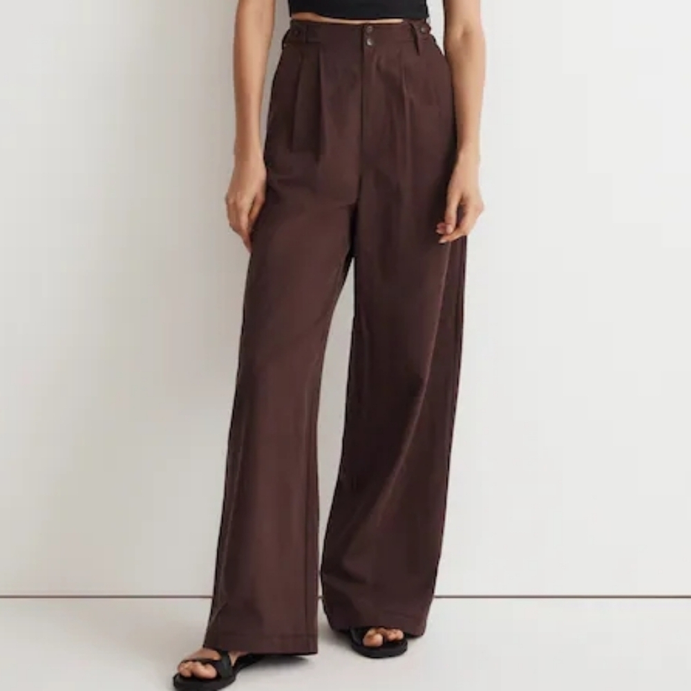 Madewell Wide Leg Pants in Dark Brown